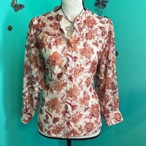 Ophelia Roe Floral Print Long Sleeve blouse